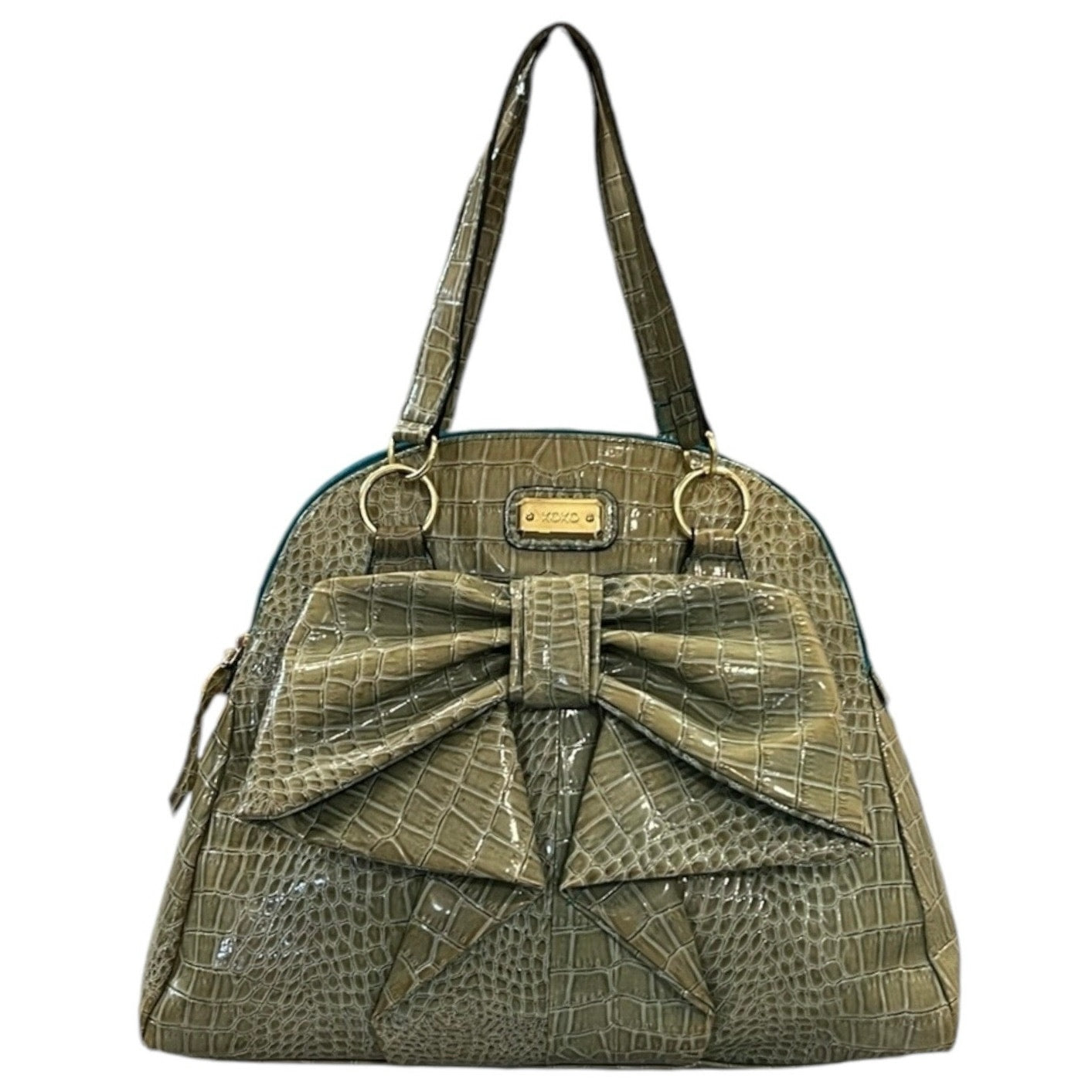 XOXO Green Crocodile Embossed Handbag Purse NWOT