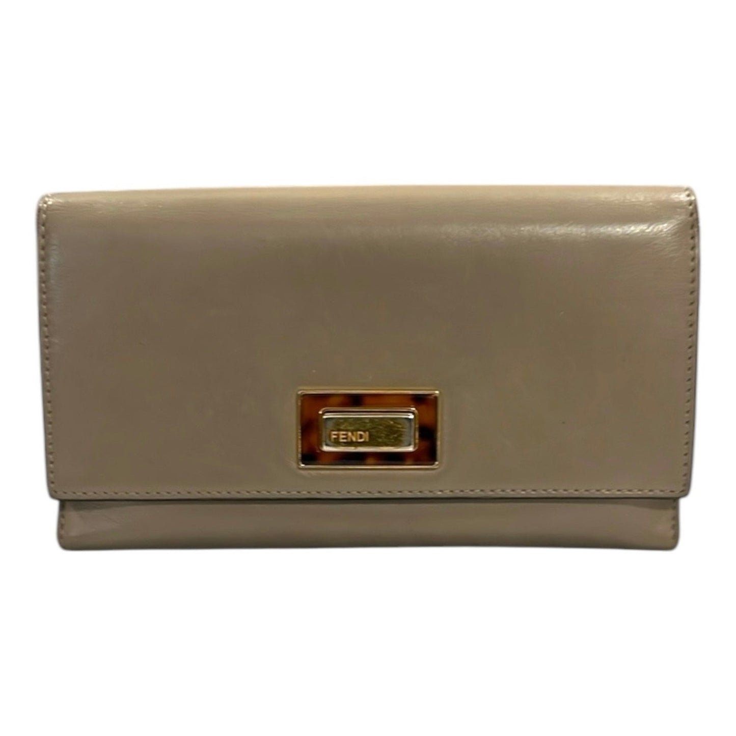 Fendi Beige AUTHENTIC Peekaboo Continental Italian Leather Women’s Wallet GUC