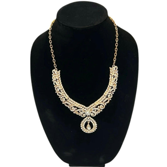 Chic Luxurious Elegant Gold/Zirconia Prom Wedding Women’s Necklace NWT