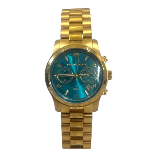 Michael Kors Gold/Blue Runway Stop Women’s Watch GUC