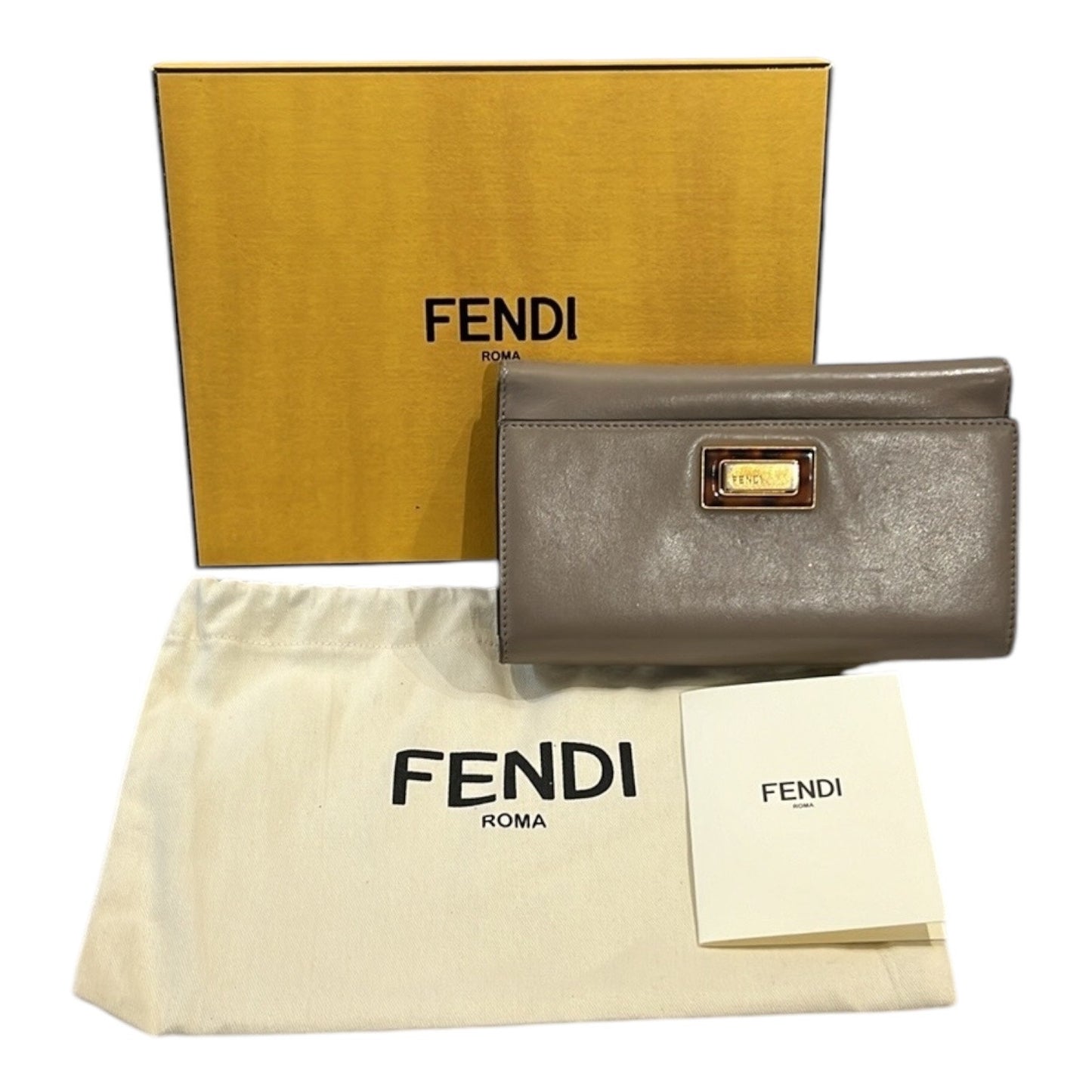 Fendi Beige AUTHENTIC Peekaboo Continental Italian Leather Women’s Wallet GUC