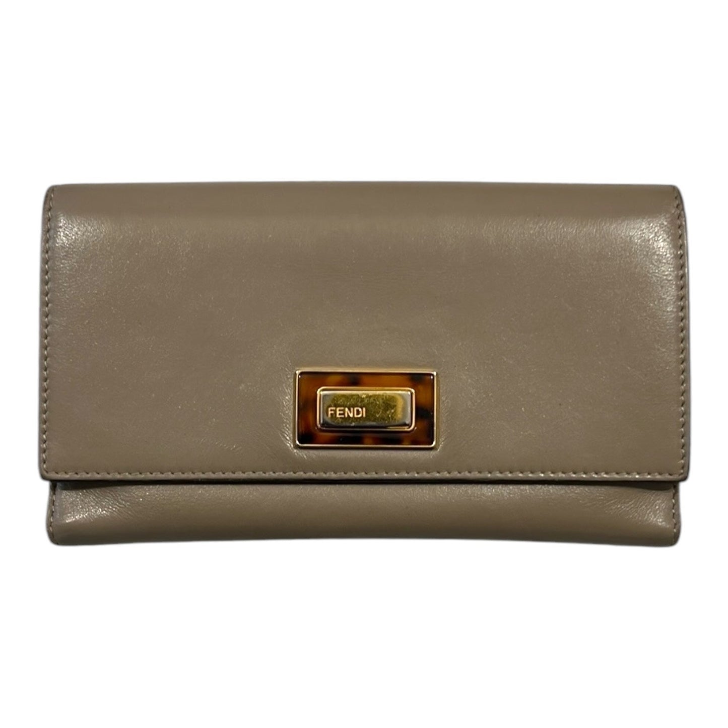 Fendi Beige AUTHENTIC Peekaboo Continental Italian Leather Women’s Wallet GUC