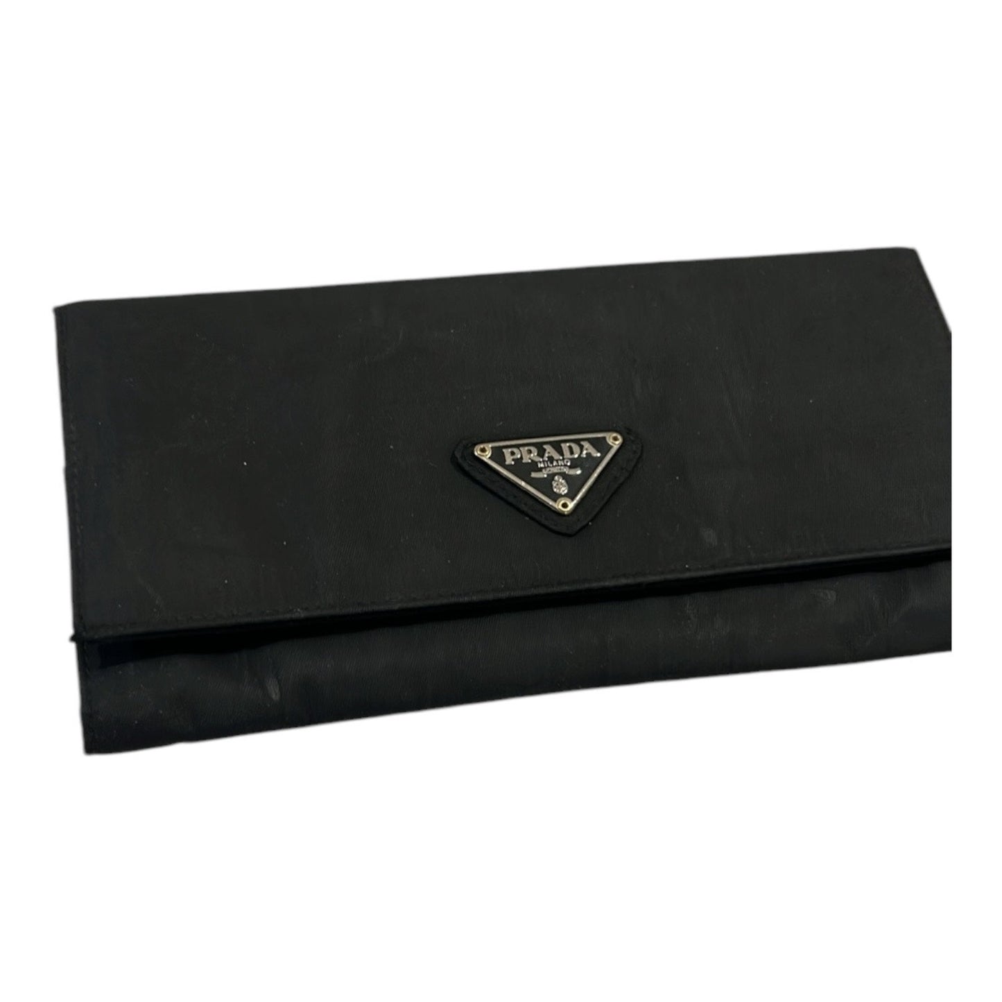 Prada Tessuto AUTHENTIC Italian Black Nylon Continental Women’s Wallet GUC