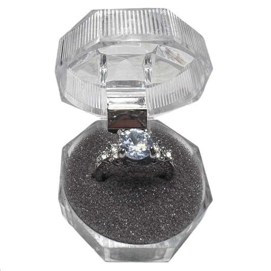 Dazzling White/Silver Cubic Zirconia Women’s Engagement Promise Ring NWT