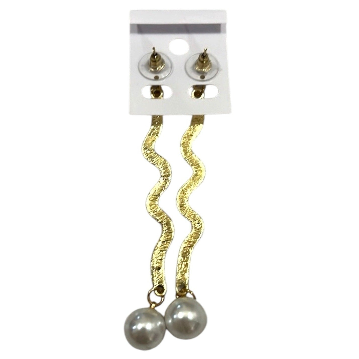 Chic Luxurious Gold/White Rhinestone/Faux Pearl Women’s Dangle Earrings NWT