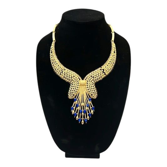 Chic Luxurious Elegant Gold/Blue Boho Prom Wedding Women’s Necklace NWT