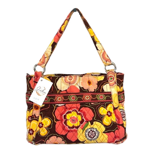 Vera Bradley Yellow/Brown Floral Handbag Purse EUC