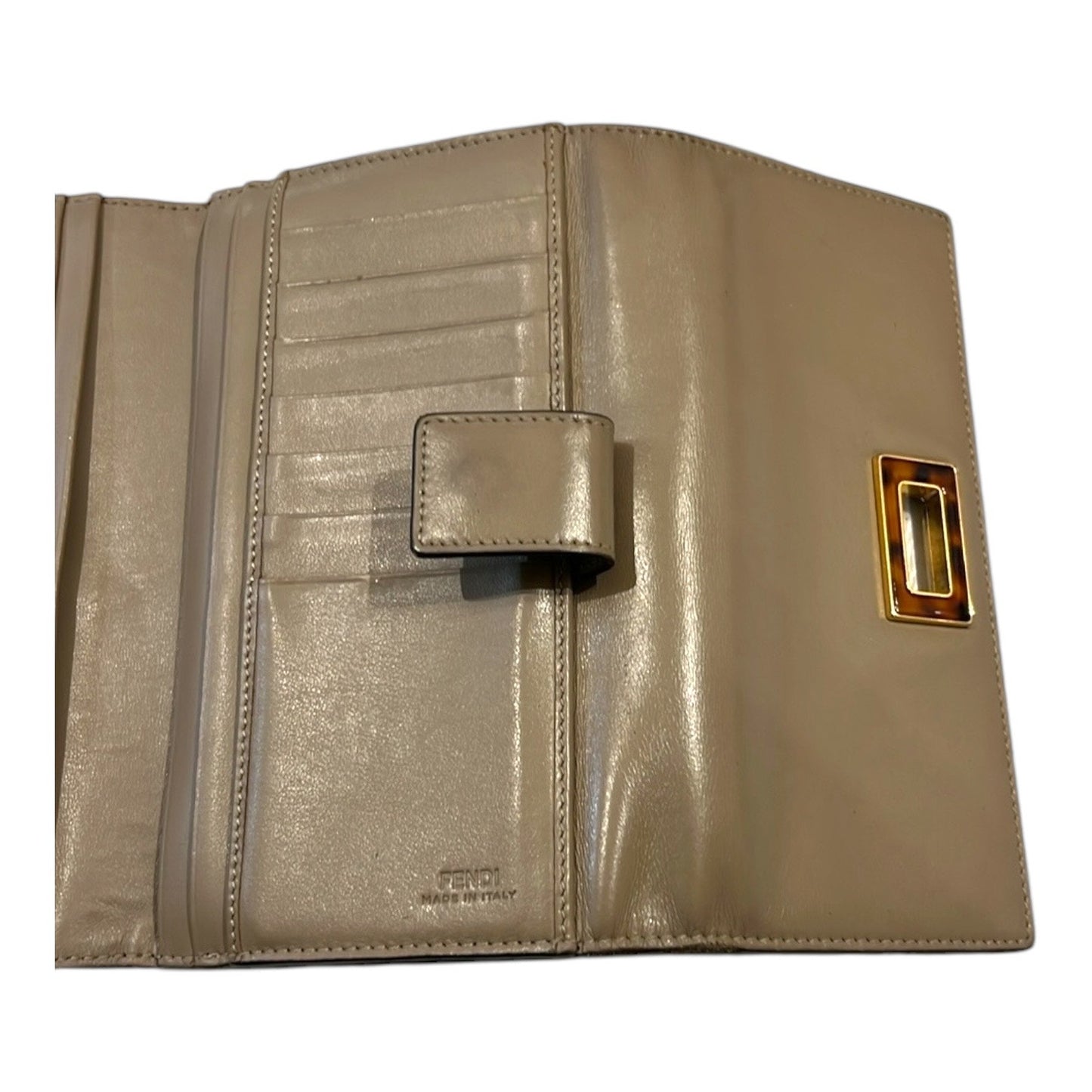 Fendi Beige AUTHENTIC Peekaboo Continental Italian Leather Women’s Wallet GUC