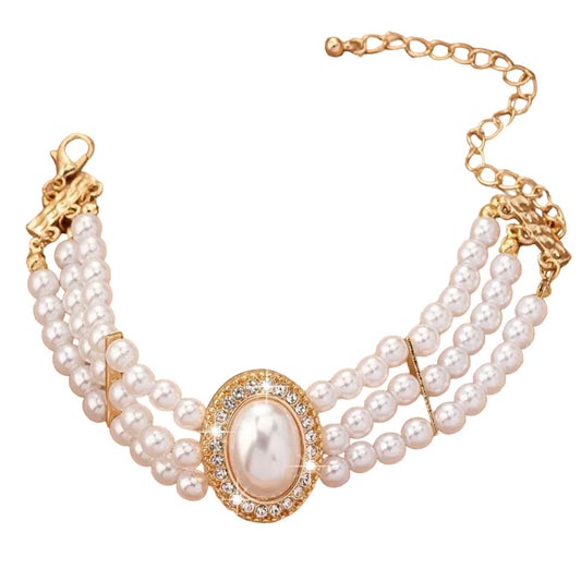 J’adore Boutique Women’s Faux Pearl French Style Multi Row Bracelet