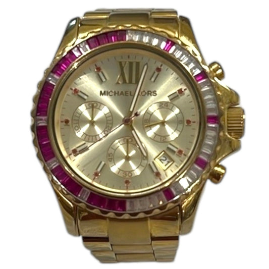 Michael Kors Pink/Silver Rhinestone Gold Women’s Watch GUC