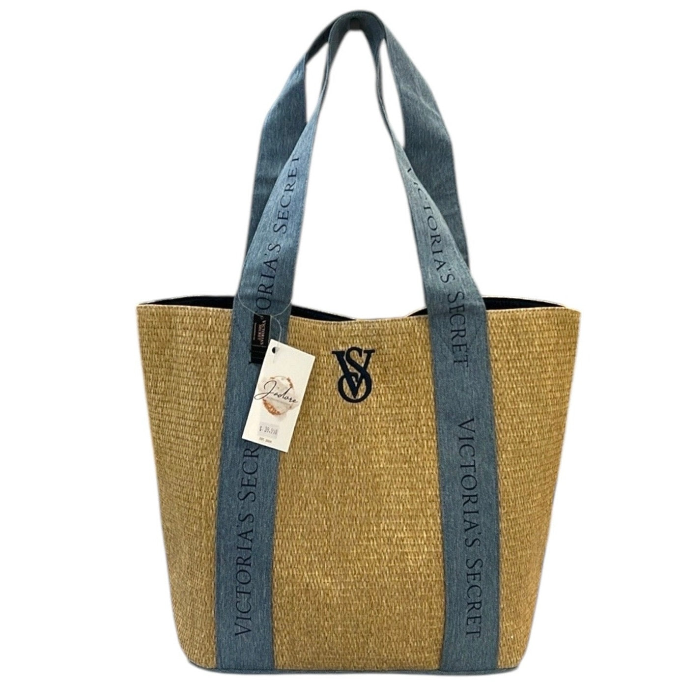 Victoria’s Secret Tan/Blue Tote Handbag Purse NWT