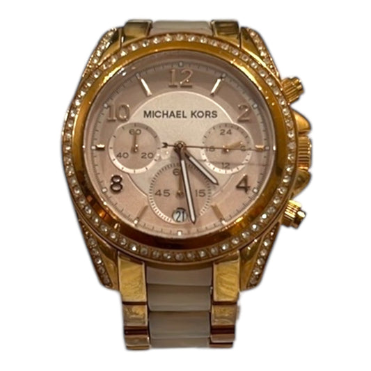 Michael Kors Champagne Gold Plated Stainless Steel Acetate Women’s Watch GUC