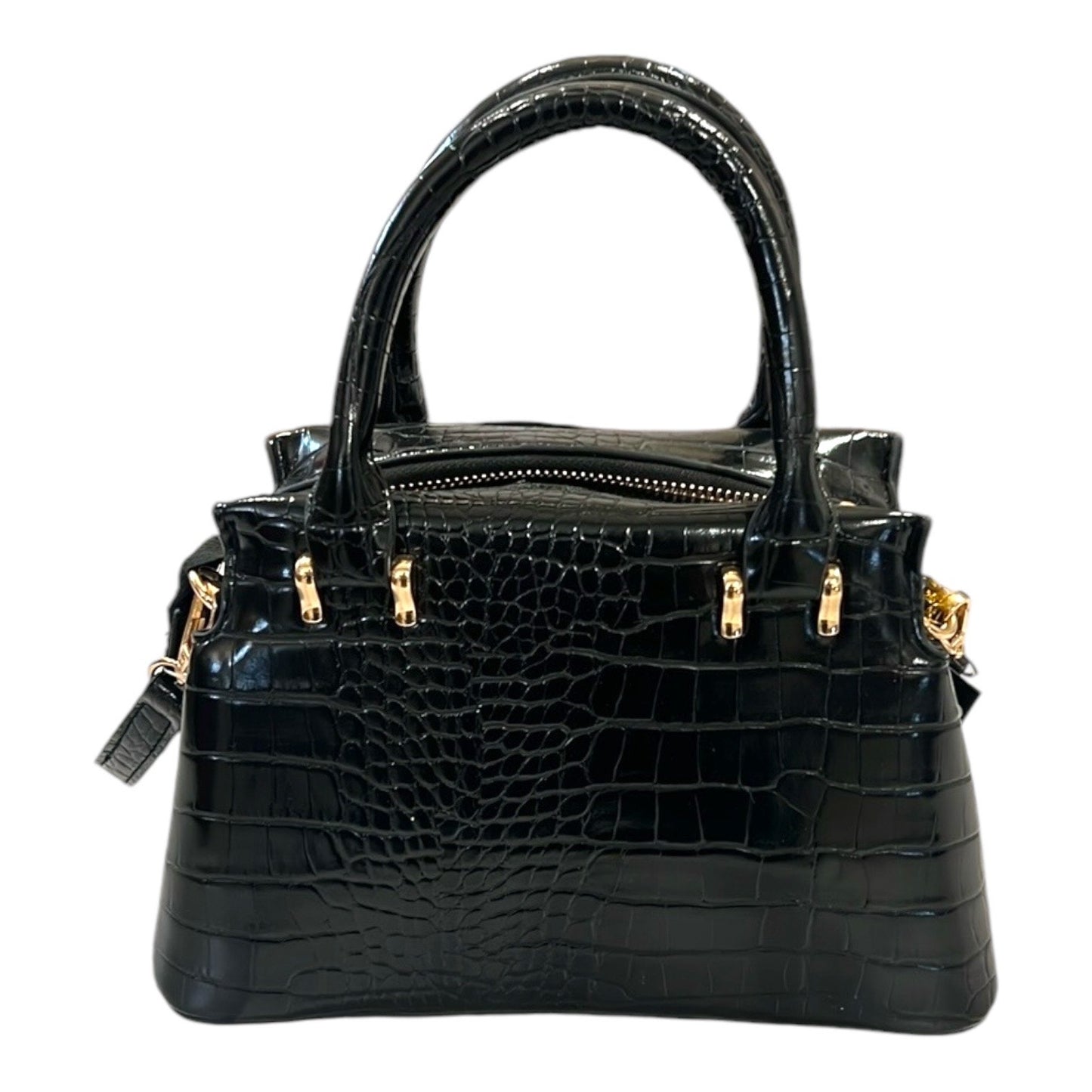 Bebe Gold/Black Embossed Handbag Purse W/Gold Tone Hardware  ($99 MSRP) NWT