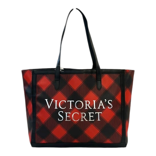 Victoria Secret Black/Red Plaid Tote Handbag Purse EUC