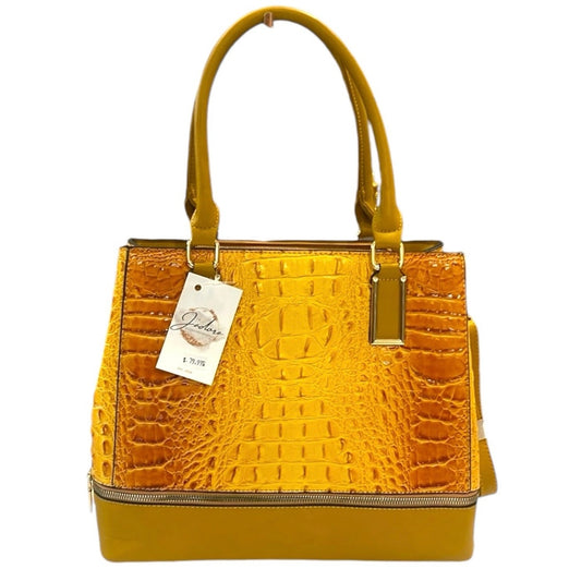 American Bee Yellow Crocodile Embossed Purse Handbag/Crossbody Set NWT