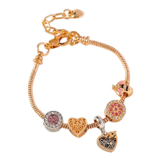 J’adore Boutique Women’s Gold Heart & Colorful Pendant Bracelet NWT