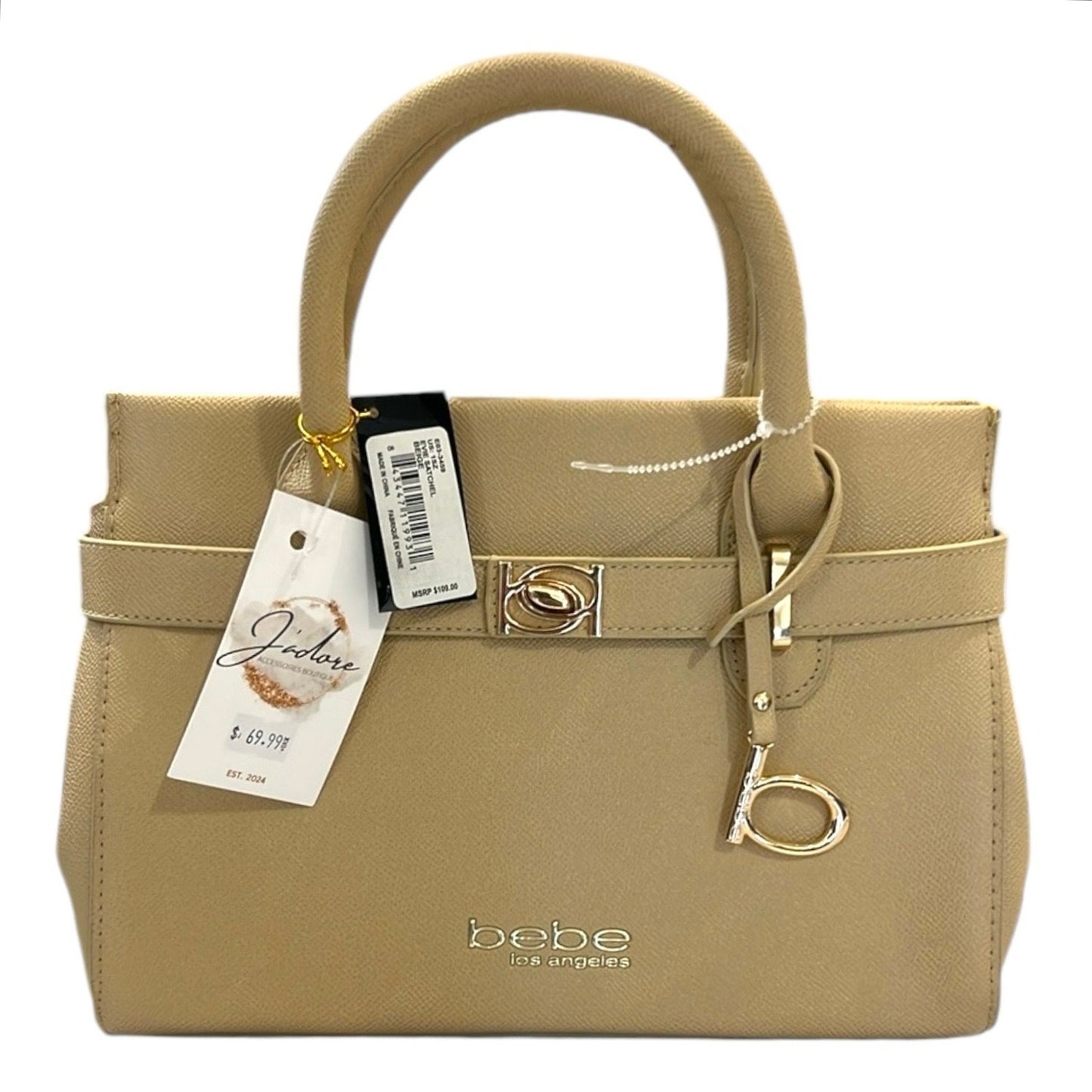 Bebe Beige/Gold Designer Crossbody Purse $109 MSRP NWT