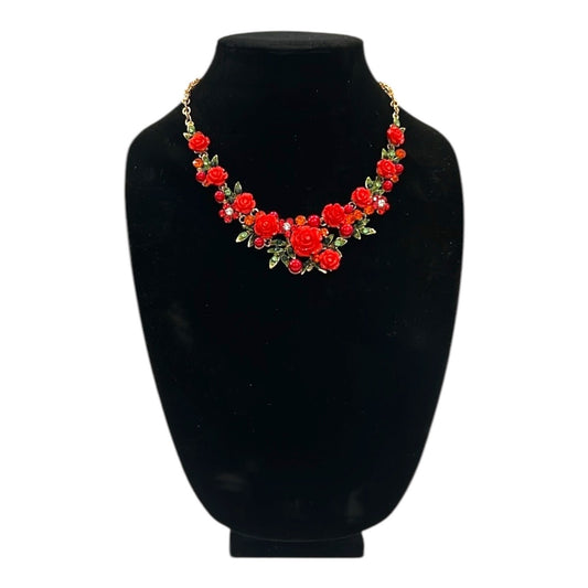 Chic Luxurious Red Roses Women’s Prom/Wedding Elegant  Necklace NWT