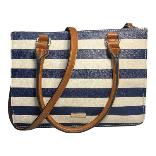 Aldo Stripped Navy Blue/White Handbag Crossbody Purse GUC